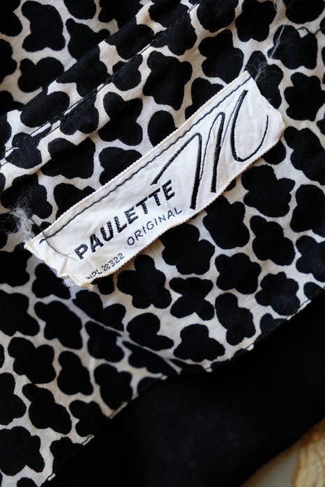 Vintage 1950's Black & White Cotton Wiggle Dress with Jacket by Paulette/ M