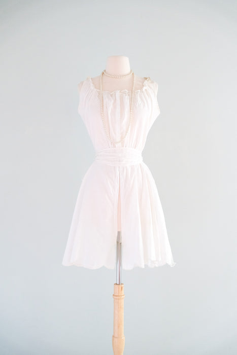 Romantic Edwardian Era Ivory Cotton Romper / Sz S