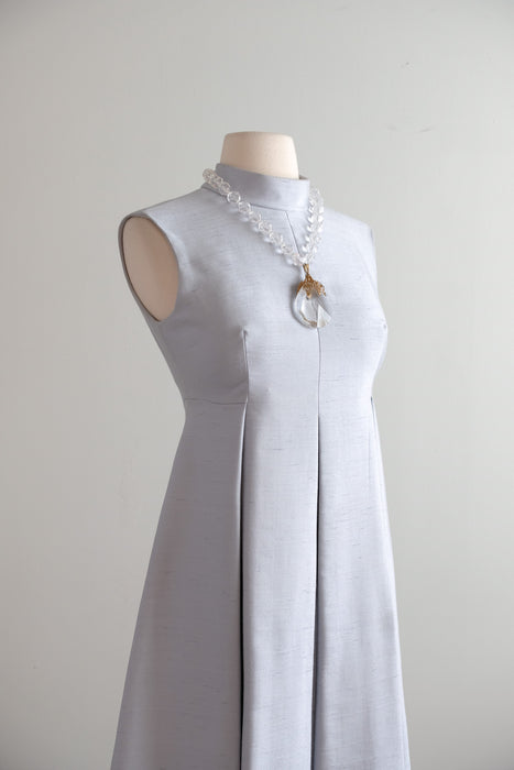 Vintage 1960's Mirror Blue Shantung Silk Mod Cocktail Dress / S