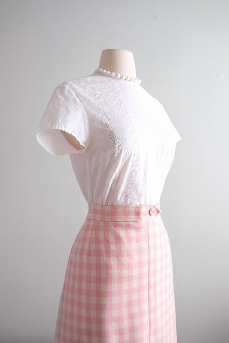 Just Darling 1950's White Eyelet Cotton Top / Sz S/M