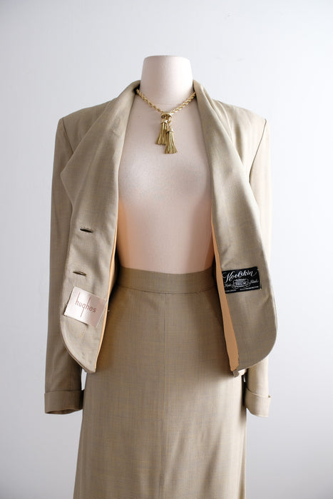 Impeccable Vintage 1940's Beige Light Weight Wool Suit by Koolskin / SM