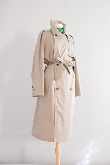 Vintage 1990's Double Breasted Beige Sanyo Trench Coat by Carol Cohen / ML
