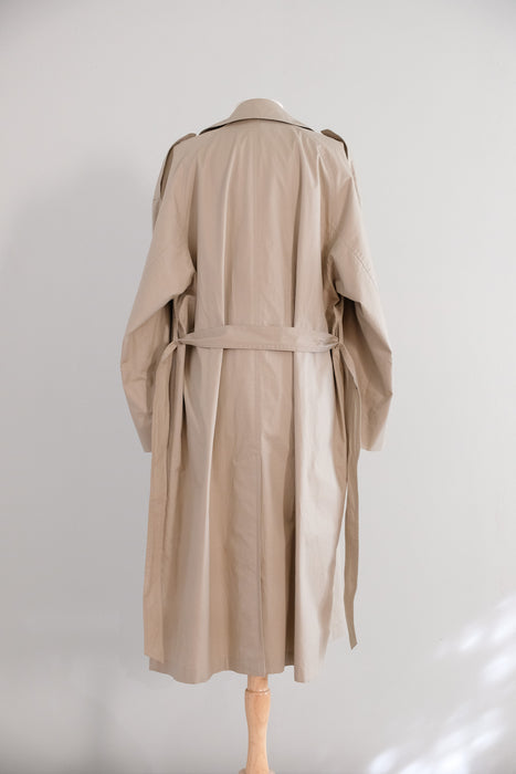 Vintage 1990's Double Breasted Beige Sanyo Trench Coat by Carol Cohen / ML