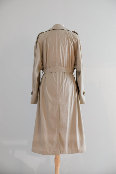 Vintage 1990's Double Breasted Beige Sanyo Trench Coat by Carol Cohen / ML