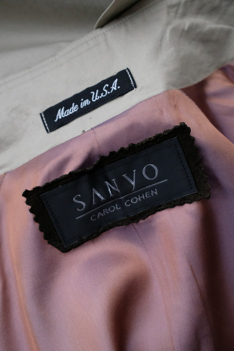 Vintage 1990's Double Breasted Beige Sanyo Trench Coat by Carol Cohen / ML