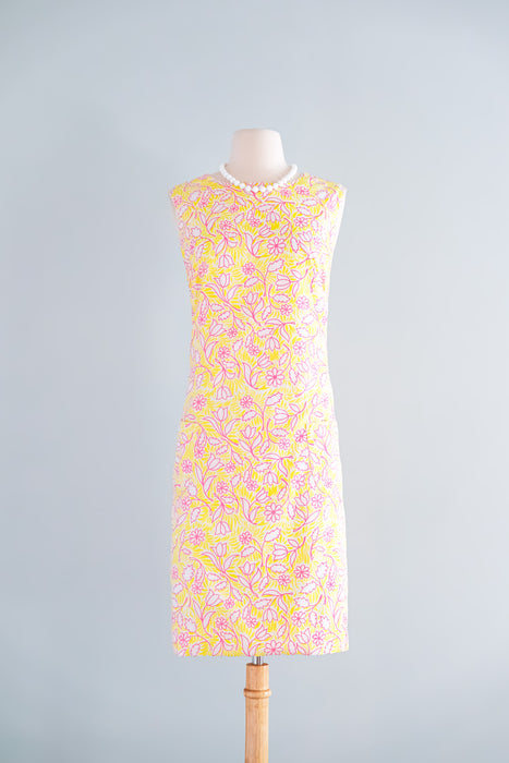 The Lilly! 1960's Strawberry Lemonade Floral Summer Shift Dress by Lilly Pulitzer / Sz ML