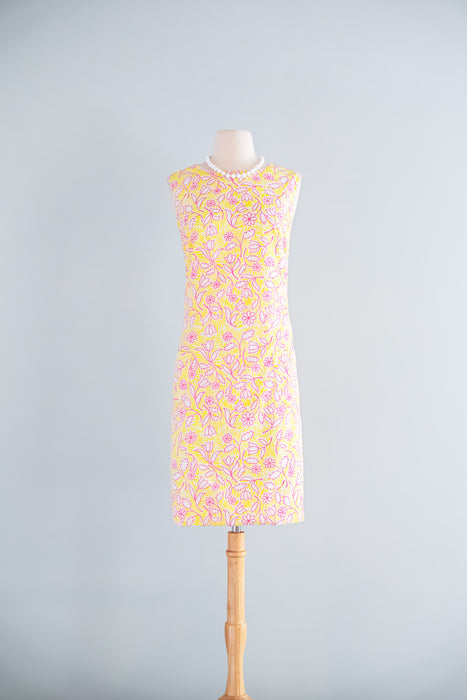 The Lilly! 1960's Strawberry Lemonade Floral Summer Shift Dress by Lilly Pulitzer / Sz ML