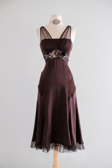 slim fit dress slacks Vintage Y2K Chestnut Silk Lace Party Dress by Karen Millen / M – Xtabay  Vintage