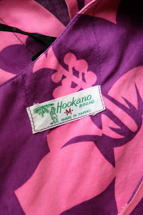 Fantastic 1960's Magenta Hibiscus Hawaiian Gown by Hookano / M/L