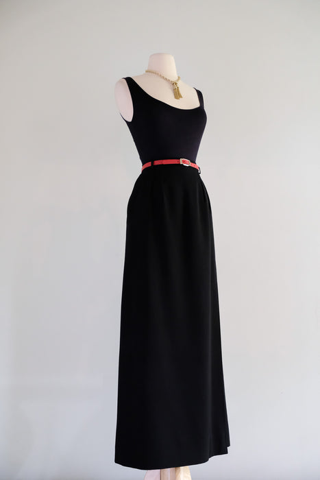 Vintage NOS 1970's Yves Saint Laurent Black Wool Wrap Skirt / XS