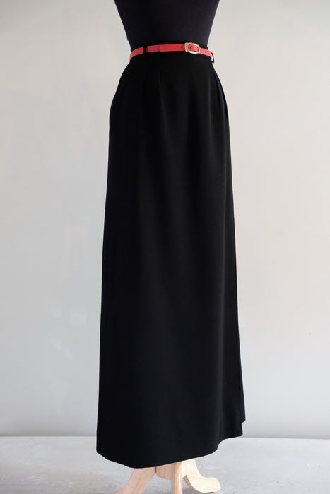 Vintage NOS 1970's Yves Saint Laurent Black Wool Wrap Skirt / XS