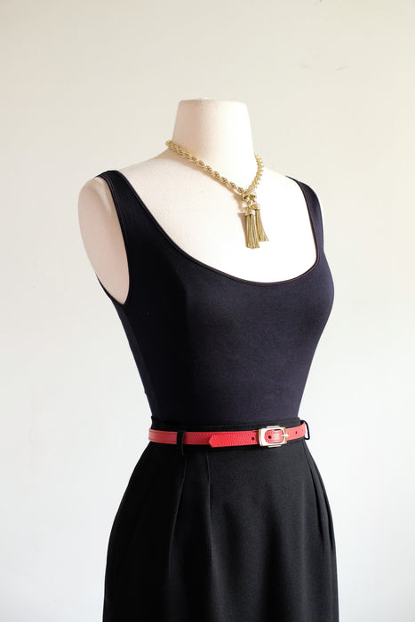 1990's Black Silk Jersey Sleeveless Bodysuit by Donna Karan / M