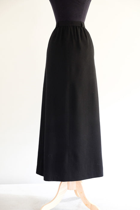 Vintage NOS 1970's Yves Saint Laurent Black Wool Wrap Skirt / XS