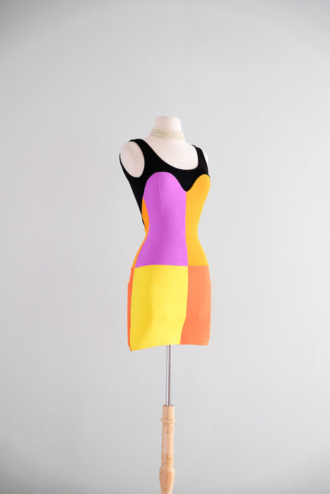 KILLER 1990's Color Block Body Con Dress by Liza Bruce / SM