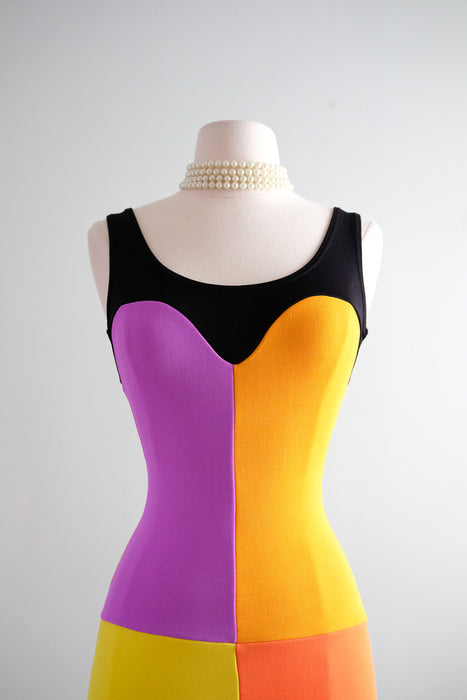KILLER 1990's Color Block Body Con Dress by Liza Bruce / SM