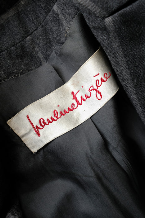 Vintage 1970's Grey Pinstripe Coat by Pauline Trigere  / M