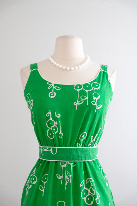 Adorable 1970's Kelly Green Sundress by Lanz / Sz S