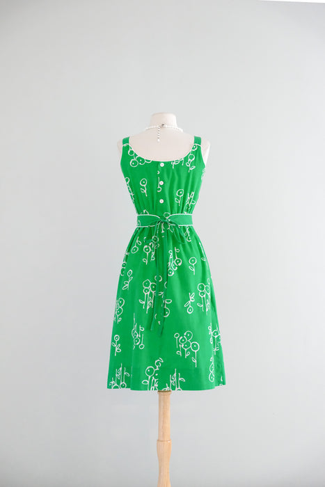 Adorable 1970's Kelly Green Sundress by Lanz / Sz S