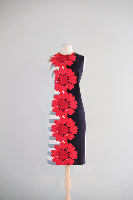 Splendid 1960's Red Daisy Statement Shift Dress / Sz ML