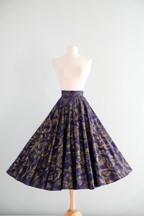 Glorious 1950's Hand-Painted Circle Skirt/ S