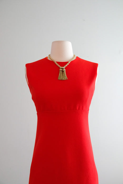 Outstanding 1960's Fire Hydrant Red Mod Shift Dress by Jane Justin / Sz S/M