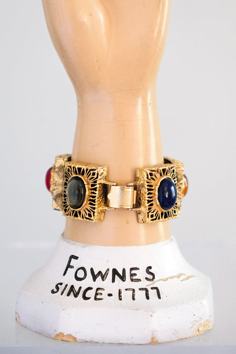 Fierce 1960's Tortolani Dragon Stone Statement Bracelet