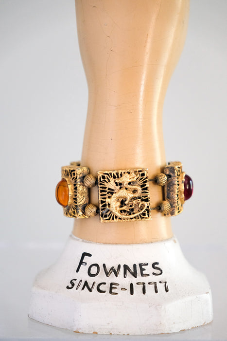 Fierce 1960's Tortolani Dragon Stone Statement Bracelet