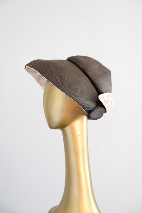 Sophisticated 1950's High Fashion Hat by Jack McConnell / OS