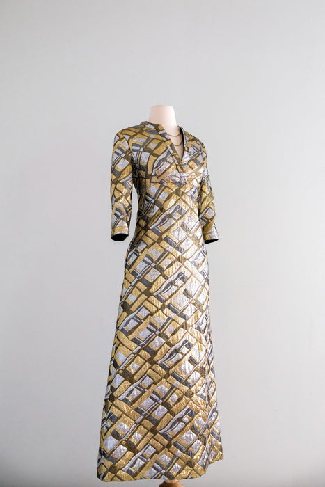 Alluring 1960's Metallic Brocade Mirage Lame’ Kaftan by Dynasty / M