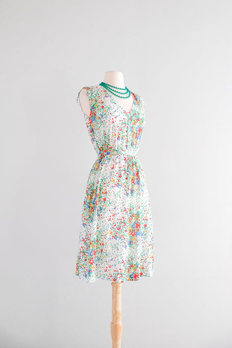 Flirty 1970's Abstract Floral Dress by Lanz / M