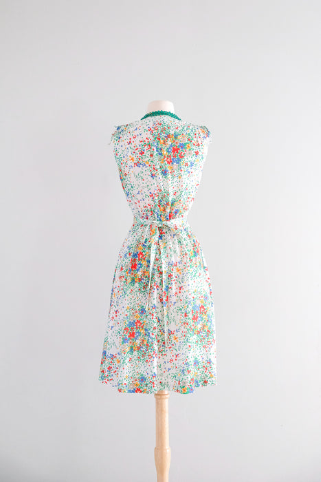 Flirty 1970's Abstract Floral Dress by Lanz / M