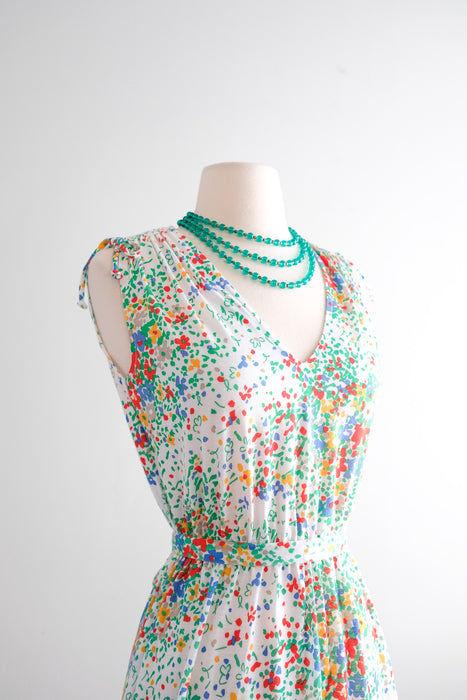 Flirty 1970's Abstract Floral Dress by Lanz / M