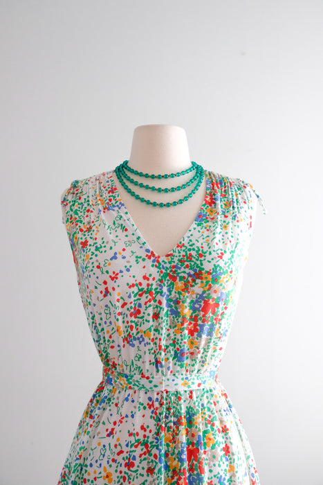 Flirty 1970's Abstract Floral Dress by Lanz / M