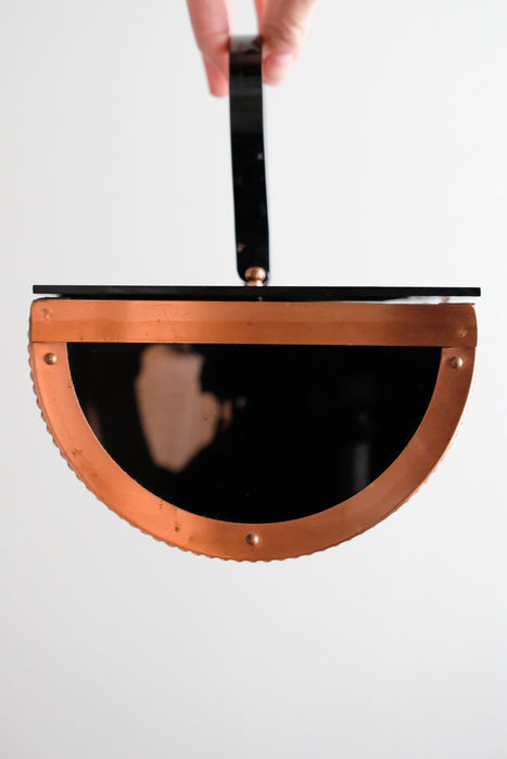 Incredible 1950's Copper & Black Lucite Structured Handbag