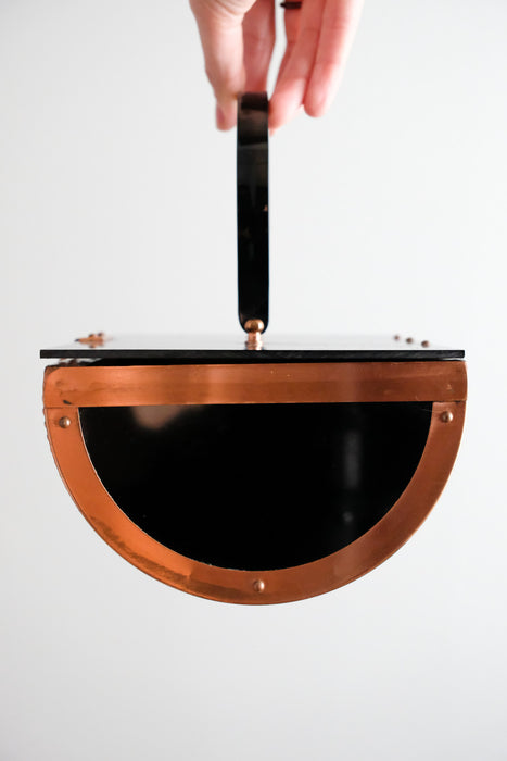 Incredible 1950's Copper & Black Lucite Structured Handbag