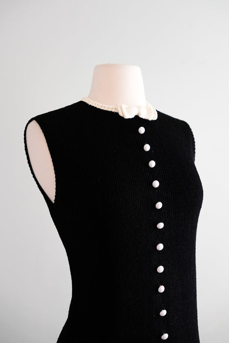 Chic 1960's Black & White Mod Knit Dress by St. John Knits / M