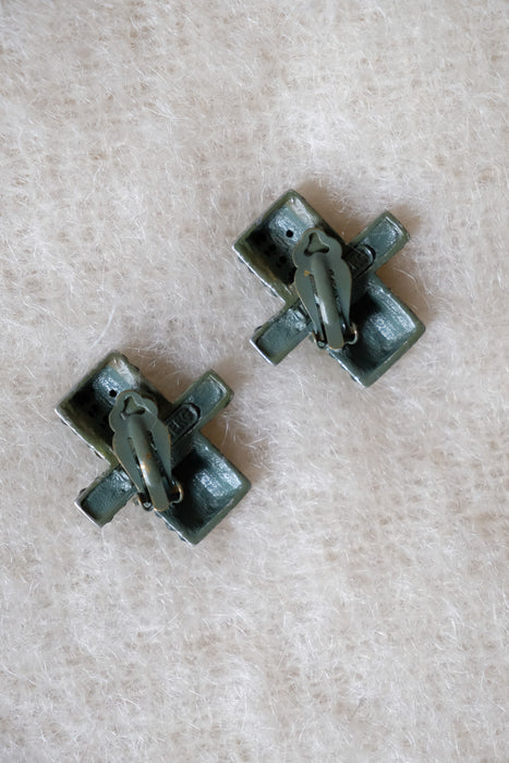 Stunning 1980's Emerald Green Modernist Earrings by Jay Feinberg