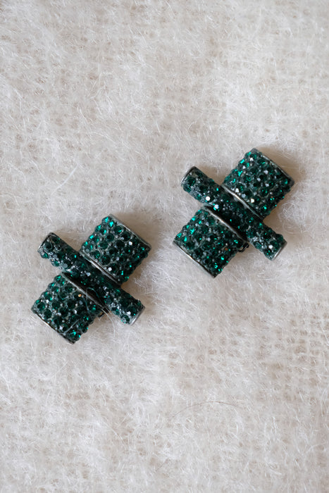 Stunning 1980's Emerald Green Modernist Earrings by Jay Feinberg