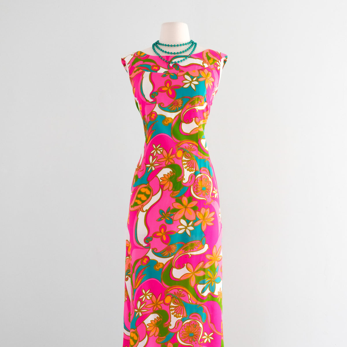 pink hawaiian dress HOT 1960's Pink Psychedelic Hawaiian Gown by Malihini / M – Xtabay Vintage