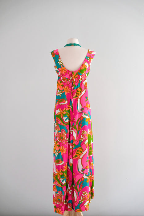 hot pink hawaiian dress Hot Pink & White Hawaiian Flowers Bodycon Aloha Dress