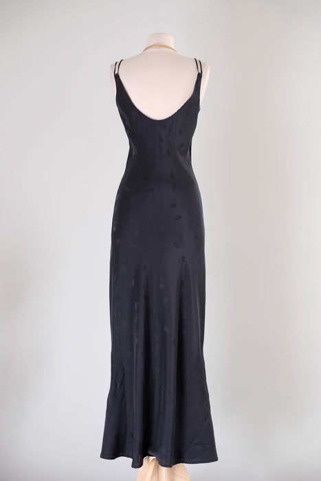 Vintage 1990's Palm Beach Black Silk Bias Cut Slip Gown / S