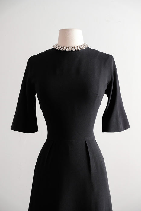 Vintage 1960's Little Black Dress with Bows by Teal Traina / S