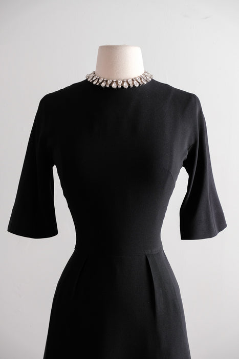 Vintage 1960's Little Black Dress with Bows by Teal Traina / S