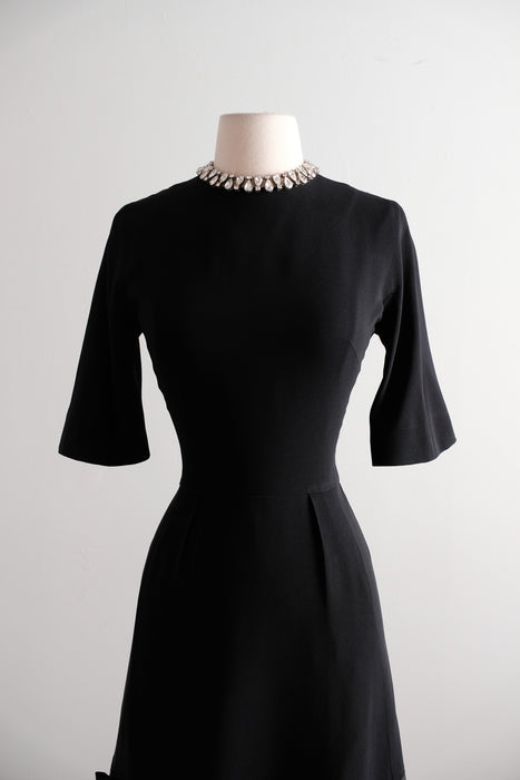 Vintage 1960's Little Black Dress with Bows by Teal Traina / S
