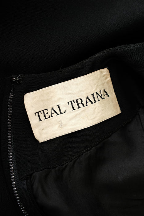 Vintage 1960's Little Black Dress with Bows by Teal Traina / S