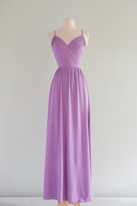 Vintage 1970's Lilac Purple Jersey Gown with Chiffon Overlay / S Xtabay Vintage Vintage 1970's Lilac Purple Jersey Gown with Chiffon Overlay / S Xtabay Vintage