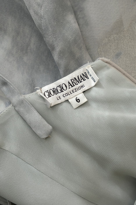 Vintage 1990's Mirror Gray Silk Chiffon Dress By Giorgio Armani / S