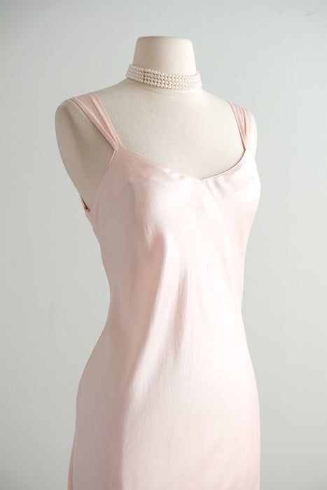 Vintage 1990's Baby Pink Bias Cut Silk Slip Gown By Nordstroms / S