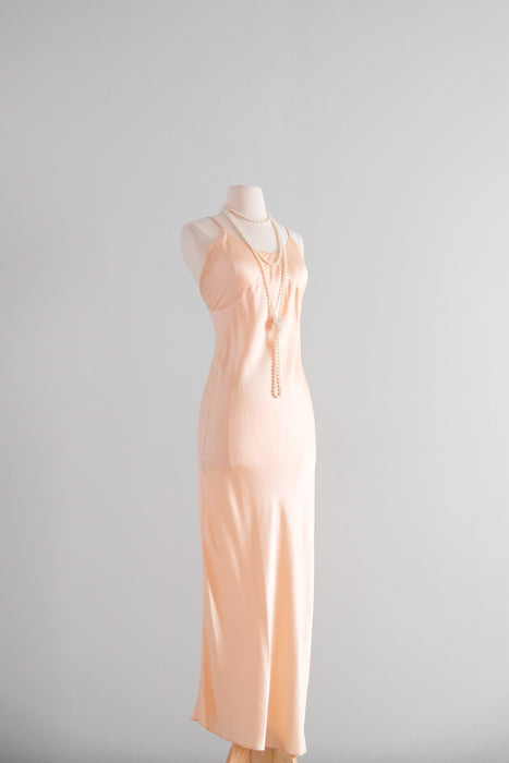 Vintage 1930's Peach Silk Bias Cut Slip Dress By Barbizon / S Xtabay Vintage Vintage 1930's Peach Silk Bias Cut Slip Dress By Barbizon / S Xtabay Vintage