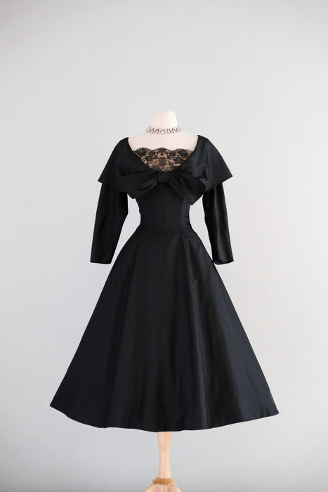 Vintage 1950's Black Silk Taffeta New Look Era Cocktail Dress By Suzy Xtabay Vintage Vintage 1950's Black Silk Taffeta New Look Era Cocktail Dress By Suzy Xtabay Vintage